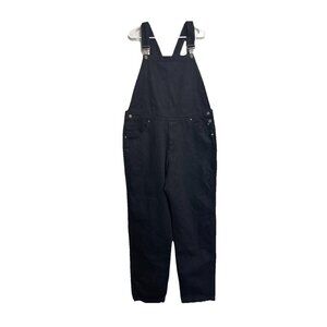 VINTAGE DEADSTOCK Womens Black Jean Denim Overalls Jumpsuit 38x34 Paint 90s Y2k